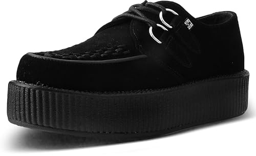 T.U.K Leather Viva High Creeper - Scarpe da Uomo e Donna - Colore Camoscio Nero - Taglia EU37