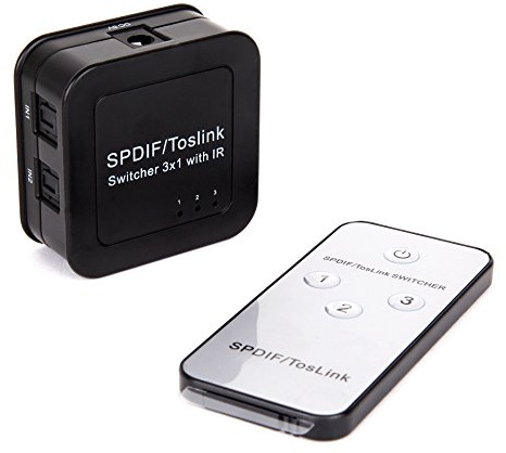 Duronic TosLink Switch Digital Optical Audio 3 x 1 Switcher - switch for up to 3 devices Apple TV, PlayStation, Projector, DVD Player
