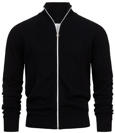 KRONSTADT Herren KSCarlo Zip Strickjacke mit Stehkragen und Reißverschluss | Klassischer Zip Cardigan für Business und Alltag, Feinstrickjacke, Herrenjacke, Freizeitjacke, Strickoberteil für Männer