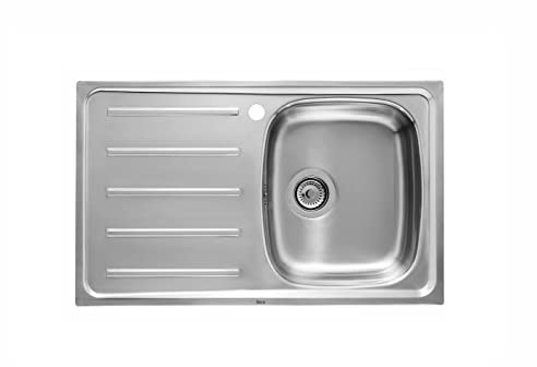 Roca A870H40801 - Fregadero de 1 cubeta de acero inoxidable y escurridor a la izquierda
