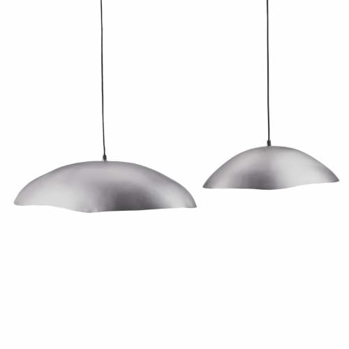 LOBERON Hängelampe 2er Set Gariés, silber | Hängeleuchten in zwei Größen, gebürstetes Finish, Industrial-Style mit Loft-Flair, Aluminium