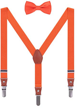 WANYING Homme Femme Bretelles Nœud Papillon 2 en 1 Set Vintage Y-forme 3 Longue Clips élastique Bretelles pour de Hauteur 140-185cm