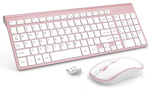BJL - Juego de teclado y ratón inalámbricos (diseño del Reino Unido) rosa Rosy gold