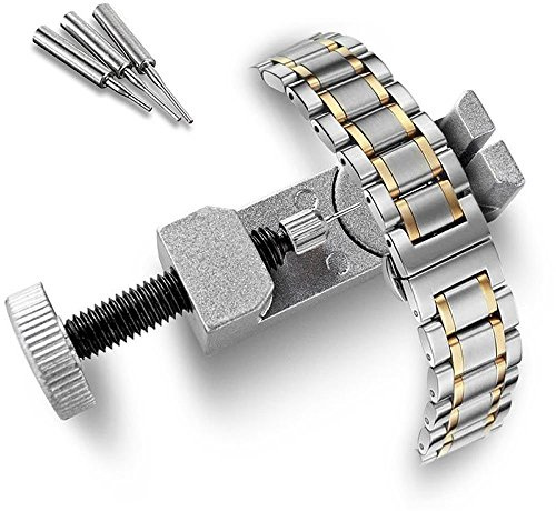 Colorful Uhrmacherwerkzeug, Uhrenarmband Strap Kettenbolzen Remover Reparatursatz Werkzeug für Uhrmacher mit 3 Extra Pins (Silber)
