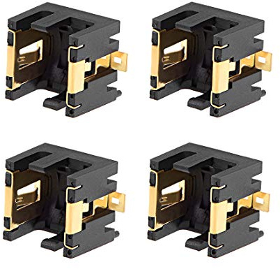 sourcing map 4 Pcs Soporte De La Batería De Botón Moneda Horizontal Negro Contenedor Caja Ag13/Lr44