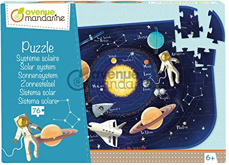 Avenue Mandarine PU017C - Puzzle educativo bambini 76 pezzi - Sistema Solare - Poster incluso