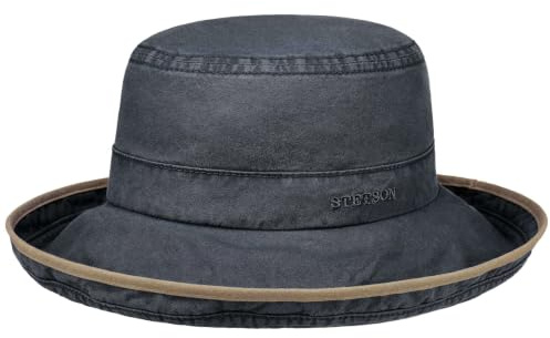 Stetson Lonoke Delave Stoffhut Bio-Baumwolle Hut mit UV-Schutz 40 Damen und Herren Frühjahr Sommer dunkelblau XL (60-61 cm)