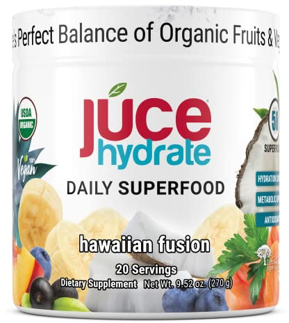 Júce Hydrate Replenishing & Nourishing Superfood Drink - Boost Reduce Fatigue - USDA Certified Organic, Plant-Based, Vegan - Gluten-Free, Dairy-Free, Soy-Free - 8.1 Ounce - By Terra Kai Organics