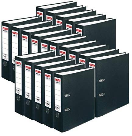 herlitz Ordner A4, maX.file protect, maXimale Qualität (8cm Breit, Schwarz, 20er Pack)