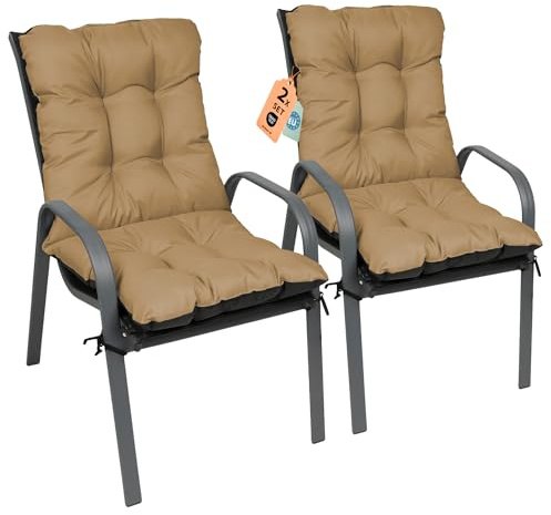 Outdoor Sitzkissen Stuhlkissen - 2er Set 48x96 cm - Made in EU, Wasserdichtes & UV-beständig Gartenkissen Rückenkissen - Stuhlauflage Stuhlpolster für Balkonstühle - Beige