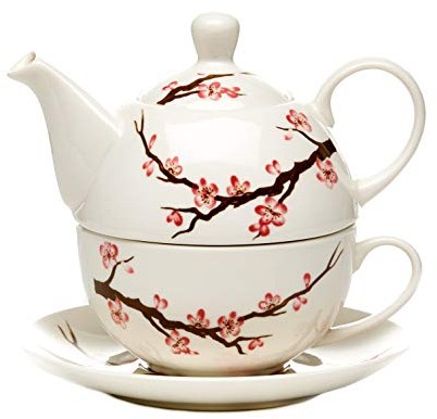 AAF Nommel Tea for one Teekanne Teetasse Unterteller Set Sakura Motiv Kirschblüte weiß
