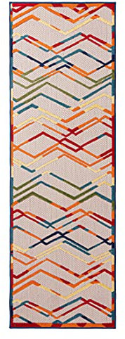 Carpeto Rugs Abstraktes In- & Outdoor Läufer Wetterfest für Balkon, Terasse - Balkon Teppich Wasserfest - Outdoorteppich Wetterfest - Aussenteppich Terrasse Groß - Mehrfarbig Bunt 2-80 x 200 cm