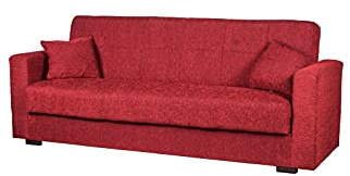 Arredo Stock Divano letto 3 posti tessuto rosso, 212x83x73 cm