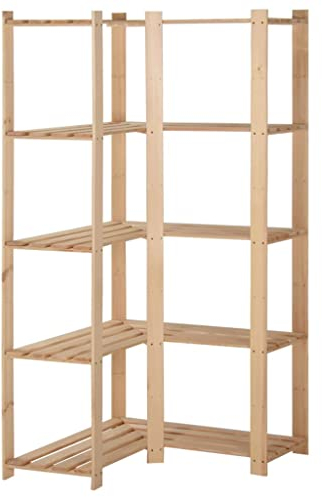 vidaXL Kiefernholz Massiv Eck Lagerregal mit 5 Böden Standregal Haushaltsregal Küchenregal Holzregal Kellerregal Schwerlastregal Regal 82,5x82,5x170cm