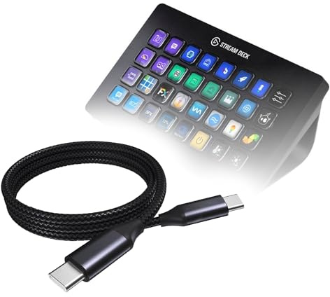BoxWave Cable Compatible With Elgato Stream Deck XL - DirectSync PD Cable (3ft) - USB-C to USB-C (100W), Type C Braided 3ft Charge and Sync Cable for Elgato Stream Deck XL - Jet Black