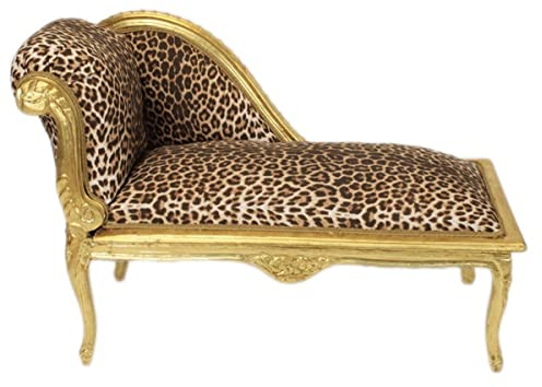 Casa Padrino barock barnschäslong leopard/guld – Recamiere barock möbler barnsäng
