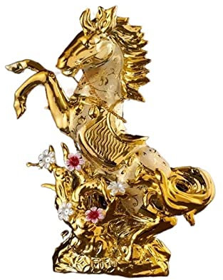 KASUK Keramikstatue Handwerk Porzellan Tierfiguren Hochzeitsdekoration Liebhaber Geschenk Goldpferd Wohnkultur Lucky Statue (Color : A)
