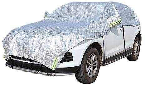 Bâche de protection pour voiture - Demi couverture de voiture - Protection solaire - Étanche - Protection solaire - Protection UV - Résistant aux intempéries - Film aluminium - Plusieurs couches de