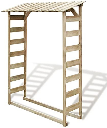 Homgoday Abri de rangement pour bois de chauffage, abri de bois de chauffage, abri pour bois de chauffage, étagère à bois de chauffage, armoire à bois de cheminée, abri en bois 150 × 44 × 176 cm