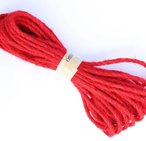 Garten Schnur 6mm 10 Meter Farbe Geflochtenes Hanf Jute Seil Studenten Kreative Handarbeit Handwerk DIY Schnur Dekoration String Hause Textil Vase (Color : Red Rope)