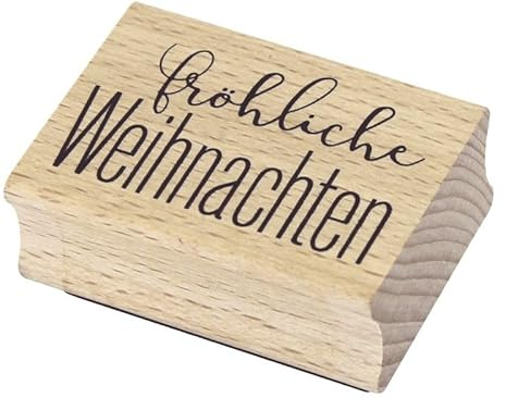Artoz Stempel – Holzstempel – „Fröhliche Weihnachten“ – 50 x 35 mm – Motivstempel zum Kartenbasteln für Weihnachten, Einladungen, Grüße