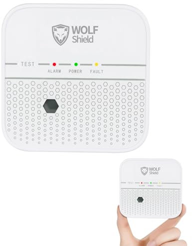 WOLF SHIELD Carbon Monoxide Detector 10 Year Sealed Battery |Portable Alarm|EN50291:2018 |No Display (White)