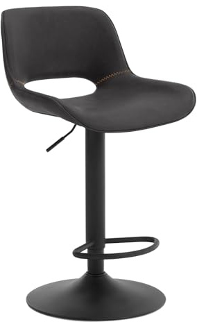WOLTU Barhocker, höhenverstellbar, mit Rückenlehne, PU, Anthrazit | Barstuhl mit Fußstütze, Bar Hocker modern, Tresenhocker, Bistrostuhl, Drehhocker, Stuhl für Küche, Esszimmer