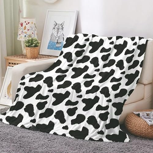 EHOMERY Mantas Invierno Cobija para Sofa Manta Sofa Verano Fresca Colcha King Size Textura De Vaca Manta Aire Acondicionado Suaves Y Cómodas En Blanco Y Negro 200x150cm