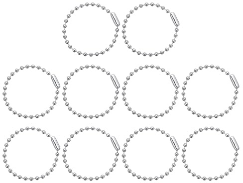 sourcing map 50pcs Ball Beads Chain 4 Inch 2.4mm Diameter Stainless Steel Dog Tag Keychain Ball Connector Clasp for Jewelry Making Necklace DIY Crafts, Silver Tone