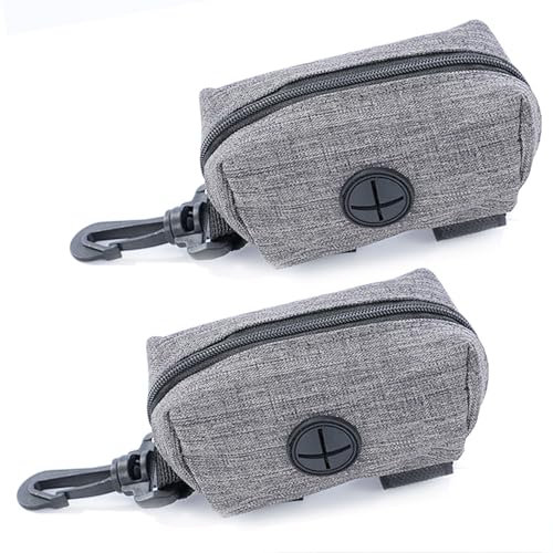 Visxcnu 2 Stück Hundekotbeutel-Spender, Stoff Kotbeutelspender für Hunde,Hund Hundekotbeutel Spender, Reißverschluss Haustier Hundekotbeutel-Spender Passt Jede Hundeleine für Gassi Laufen