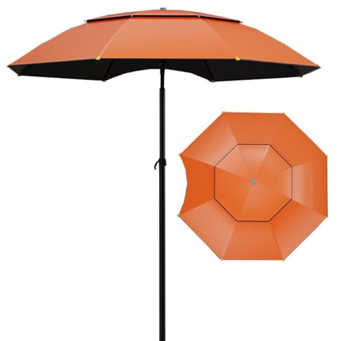240cm Strandschirm, Große Winddichte UV-Schutz Angelschirm, Neigungsverstellung Wasserdichter Regenschirm Zum Angeln (Color : Orange, Size : 2m(6.5ft))