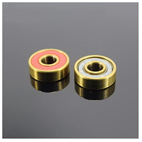 Kugellager, 16 Stück 608-TIG Skateboard-Kugellager, 8 x 22 x 7 mm, ABEC-9, 608 V RS-Oberfläche, Gold-Titan-Beschichtung, Nylonkäfig, 608-Kugellager