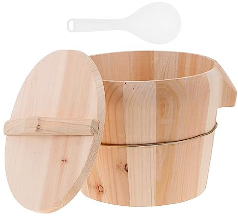 Zerodeko Vaporera de Arroz sin Olor Beige con Tapa de Madera Mango Lateral y Diseño de Fondo Móvil para Cocina Doméstica