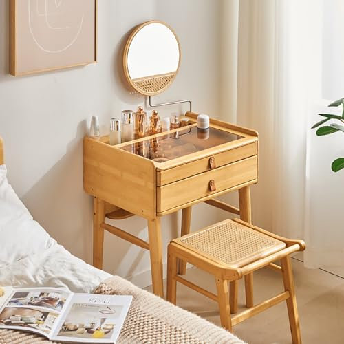 LLYLAFDC Tavolo da Trucco Moderno, Toilette Trucco con Sgabello, Sgabello Imbottito, Mobile Contenitore,Organizer per Cassetti da Trucco, per Camera da Letto Spogliatoio Cosmetici Regalo