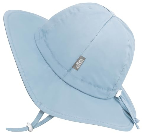 JAN & JUL Cotton Sun-Hat for Boys and Girls, Beach Hat with UV Protection for Kids (XL: 5-12 Years, Light Blue)