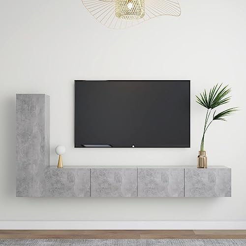 Homgoday Möbler Möbelset 3 st Trä Cement Grå Flerskikts Träcement, TV-skåp Bas TV-skåp för Industriellt Soffbord Vardagsrum TV-ställ