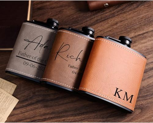 Flasque personnalisée de 177 ml en cuir avec gravure en acier inoxydable pour témoin de marié, cadeau de mariage, logo personnalisé