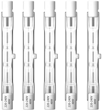 DoRight R7s 78mm Ampoules Halogènes 48W, 750lm Blanc Chaud 2800K Ampoule de Type J Dimmable Ampoule Projecteur Linéaire à Double Extrémité pour Plafonniers Éclairage Paysager, Paquet de 5