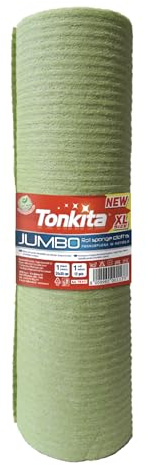 TONKITA | Jumbo Roll Schwammtuch auf Rolle, 12 extra große Tücher 25 x 24 cm, 100% biologisch abbaubar und kompostierbar, super saugfähig und leicht zu auswringen – für alle Oberflächen