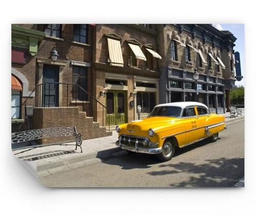 ARTTOR Papel pintado autoadhesivo Deluxe - Coche clásico ciudad - 100x70 cm - Fotomurales XXL Moderna Decorativos Murales Papel tapiz fotográfico Dormitorio Para la sala - WF4AA100x70-2569