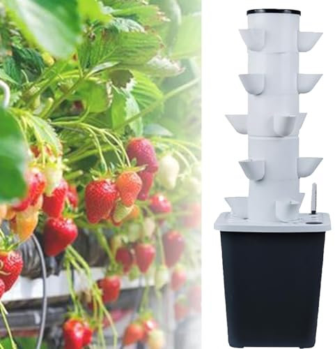 HFDJRWK Indoor Vertical Garden Hydroponic Planting System Kit, Plant Hydroponic Tower Planting Equipment, Suitable for Strawberry and Vegetable Cultivation(25 holes)