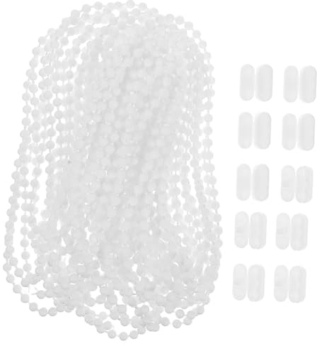 MAGICLULU Catena a Perline per Tende Verticali a Nido D’Ape, in Pom Bianco, con Connettori, Installazione Facile per Riparazioni Fai da Te