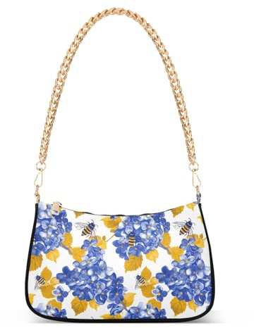 OWFKAY Sac à main fourre-tout pour femme - Sac à main Hobo - Hortensia jaune - Avec fermeture éclair