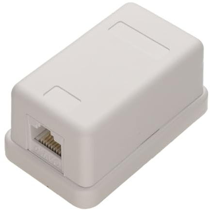 kenable CAT6 Surface Mount Socket Tool-Less 1 Port White Network Wall Plate RJ45 Ethernet Face Plate Data Outlet Box