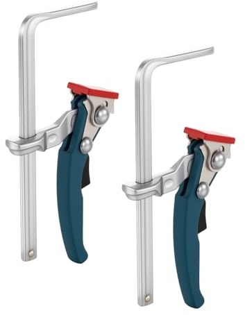 Wakects Ratchet Track Saw Clamp, 2Pcs Cr Vanadium Steel Lever Bar Clamp Quick Release F Guide Rail Clamps for MFT Workbenches Woodworking