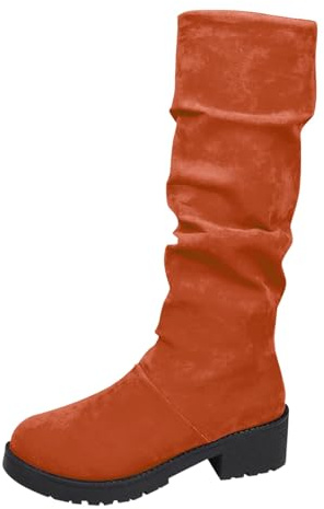 Vinterstövlar dam 41 – bruna höga stövlar dam vinterskor Dressy Boots eleganta damskor mellanrör skaftstövlar med klack vinterstövlar varma skor bekväma damstövlar eleganta knästövlar, apelsin, 38 EU