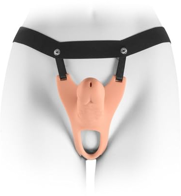 Fops Strap-On Hueco – Funda de Pene Realista de 15cm con Cinturón Ajustable, Extensor y Engrosador de Silicona con Venas, Abertura para Testículos, Dureza Extrema y Estiramiento Extremo D62
