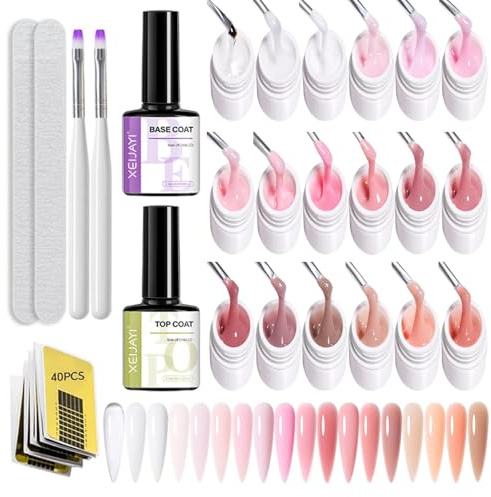 GZSYY uppbyggnadsgel naglar set 18 st builder gel modellering gel naglar med top coat gel UV peel off bacoat