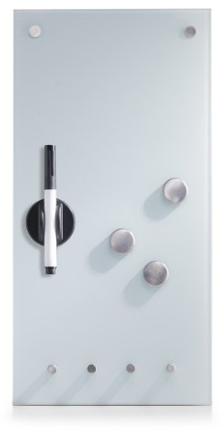 Zeller Present 11610 Tableau Mémo en Verre Muni de Crochets Blanc 20 x 4 x 40 cm