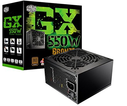Cooler Master GX-Alimentation 550 – (550 W, 660 W, 90–264 V, 120 mm, côté, 20 + 4 Broches ATX) Noir